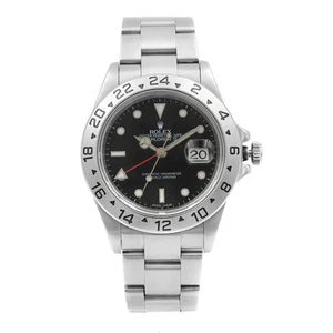 Rolex Explorer II 40mm Steel Holes Black Dial Automatic Mens Watch 16570 - Picture 1 of 6