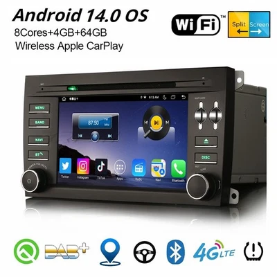 Android 14 DAB+ BT5.0 WiFi 8-Kern Navi CarPlay 64GB Autoradio 4G Porsche Cayenne - Bild 1 von 4