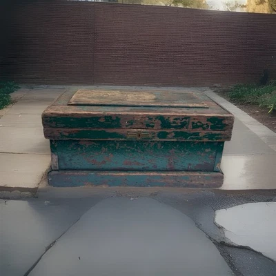 Antigua caja de herramientas de carpinteros verdes envejecidos pintados en madera con asas Foto 1 de 4