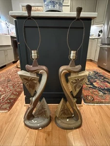Vintage MCM Chalkware Lamps Retro Lamps Home Decorations, (2 Lamps) Large - Picture 1 of 24
