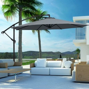 Paraguas offset de patio Patiojoy 10 pies 8 costillas voladizo paraguas con manivela para - Imagen 1 de 61
