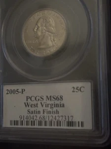 2005-P West Virginia State Quarter - Satin Finish - PCGS MS 68 - Picture 1 of 2
