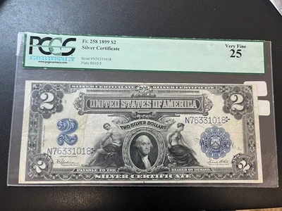 1899 - $2 CERTIFICADO PLATA - MUY FINO 25 PCGS Foto 1 de 2