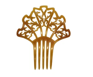 Vintage Large Antique Bakelite Celluloid Hair Comb Piece 6 inches Gold - Picture 1 of 5
