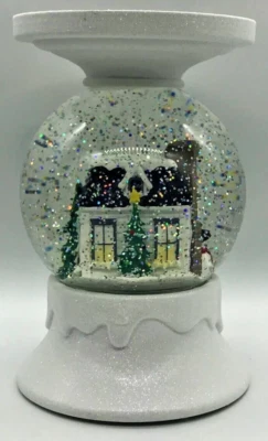 Bath & Body Works Water Globe HOLIDAY HOUSE 3-Wick Pedestal Candle Holder NIB - Image 1 of 4