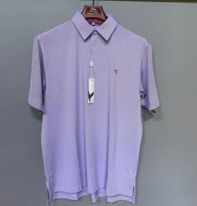 Genteal Nadelstreifen Polo Golf Logo Shirt Herren Größe Large Pflaume - Bild 1 von 6