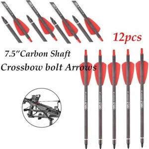 7.5'' Crossbow Bolts Carbon Arrows 6.2mm Arrows Archery for Hunting Target 12Pcs - Picture 1 of 6