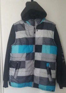 Hurley Color-block Black Blue Hoodie Jacket Full Zip Boys Size L - Picture 1 of 4