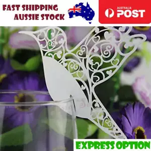 50x Pearl White Bird Wine Glass Place Holder Name Cards 150x90mm Cardboard - Picture 1 of 4