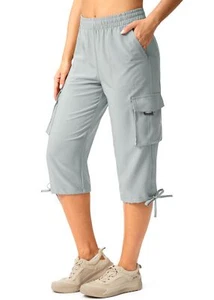 Cargo Capris for Women Lightweight Hiking Pants Stretch Elastic Waist Capri w... - Picture 1 of 7