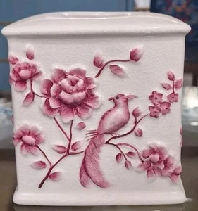 Tissue Box Cover - Embossed Pink And White Crackle-6'' X 6''H - Picture 1 of 6