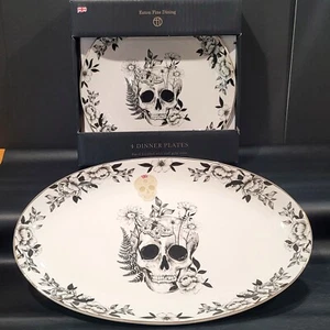 Cráneo de polilla floral de comedor fino Eaton 5 piezas. Juego de vajilla con borde de oro real nuevo - Imagen 1 de 8