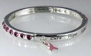 4031056 Cure Hope Fight Breast Cancer Stretch Bracelet Awareness Pink Ribbon - Picture 1 of 1