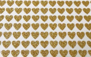 96 piccoli adesivi cuore scintillante oro 7 mm adesivi 4 carte nozze fai da te - Foto 1 di 1