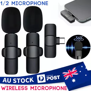 Wireless Lavalier Microphone Mic For Apple Phone iPhone ipad Vlog Live Stream AU - Picture 1 of 16