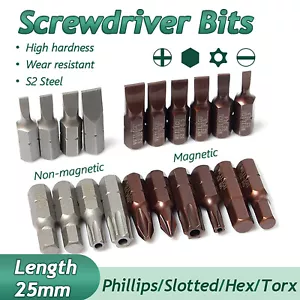 Phillips/Slotted/Hex/Torx S2 Magnetic Screwdriver Bits 25mm Short Driver Bit - Picture 1 of 55