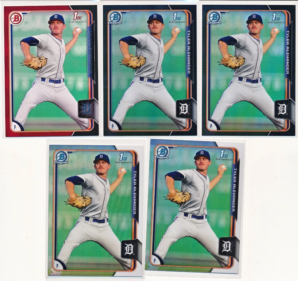 5X TYLER ALEXANDER 2015 BOWMAN DRAFT BLACK REFRACTOR, REF. & RED ASIA 1ST RC LOT - Image 1 of 1