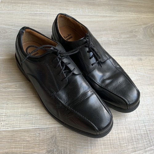 Scarpe uomo Clarks Collection eleganti comode taglia 10 pelle nera punta bicicletta pizzo
