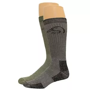 NWT Ducks Unlimited 2 PR Merino Wool Boot Socks Olive+Charcoal Men L DU Logo USA - Picture 1 of 6
