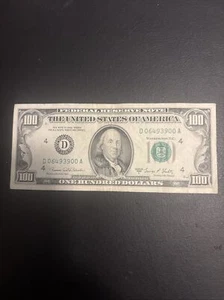 Small Face $100 bill (One Hundred Dollar Bill) - Series 1969C - Picture 1 of 2