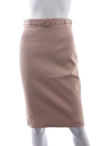 Dolce & Gabbana Logo Belt Stretch-Cotton Midi Skirt / Nude Pink - Picture 1 of 4