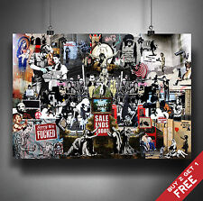 BANKSY TRIBUTE ALL GRAFFITI COLLAGE Poster A3/A4 Size Wall Art Print Decoration