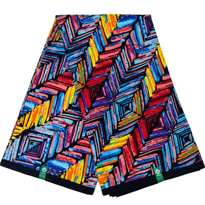 Material de costura con estampado de tela africana Ankara 100 % algodón 6 yardas rojo azul púrpura - Imagen 1 de 16