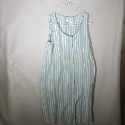 Vestido LL Bean Mujer Talla 12 Regular Azul Rayas Vintage 554 Foto 1 de 4