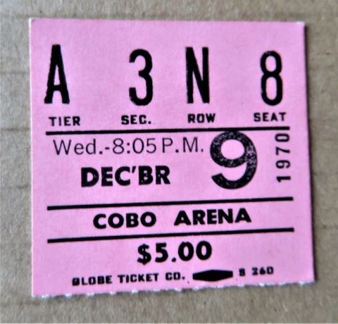 Detroit Pistons vs San Francisco Warriors Ticket stub Dec 09,1970 - COBO Arena Cover