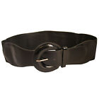 Black Elasticated Belt with Classic D Shape Buckle for Women Ladies Party Dress