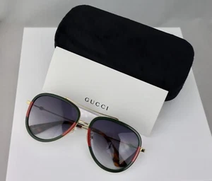 Gafas de sol unisex Gucci GG0062S 003 57 mm verde aviador/rojo con lente gris claro - Imagen 1 de 7