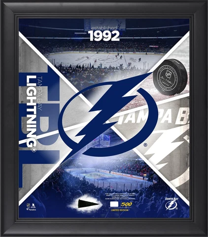 Tampa Bay Lightning Framed 15" x 17" Team Impact Collage with a Piece of GU Puck Cover