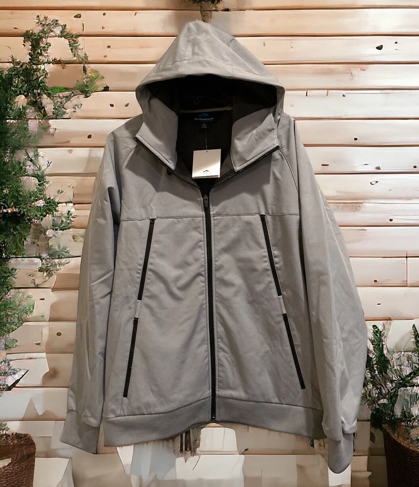 Men's Large Tri Mountain Performance Gray Hooded Jacket Full Zip 4 Pocket New - Image 1 of 1