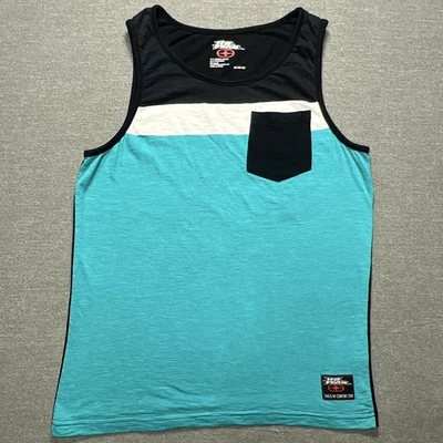 No Fear Tank Top Mens Medium Black Turquoise Blue Pocket Athletic Comfort Zone - Image 1 of 4