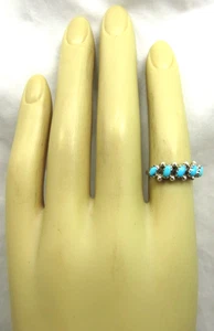 Native American Zuni Ring Size 6 Signed Lee Tucson Turquoise 5 Stone Ring #432 - Picture 1 of 6
