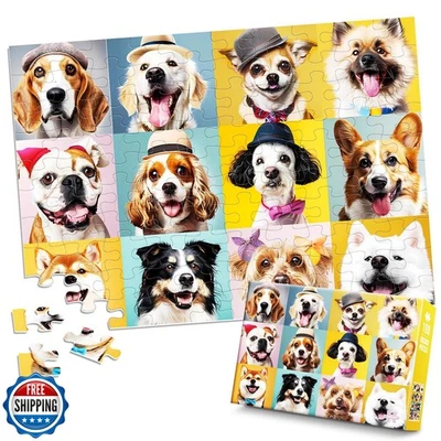 Puzzles for Kids Ages 6-8 8-10 10-12 Year Old and Seniors- Cute Dogs Portrait - Image 1 of 4