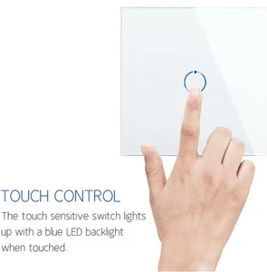 1 Pack CNBINGO Touch Light Switch,White Single Tempered Glass Panel LED Backligh - Picture 1 of 8