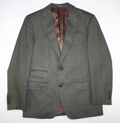 Joseph Orlando Blazer Men's 40 S Suit Coat Jacket 100% Wool Herringbone Green - Image 1 of 4