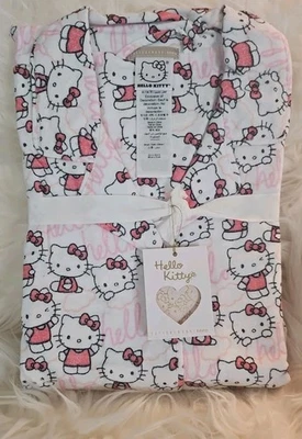 NWT Pottery Barn Teen Hello Kitty Classic Script 2PC Pajama Set Size S - Image 1 of 2