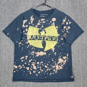 Wu-Tang Clan T-Shirt Mens XL Faded Black Yellow Bleach Spots Logo Hip Hop 2017 - Picture 1 of 11