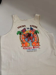 Vintage 1990 Spring Break Corpus Christi Made In USA Chelsea Street Tank Stains - Picture 1 of 6