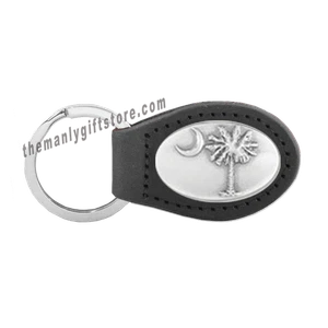 Palmetto Tree Zep-Pro Leather Concho Key Fob black keychain - Picture 1 of 1