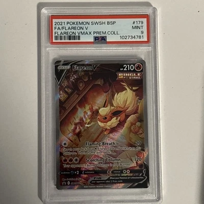 Pokemon 2021 Flareon V SWSH179 Full Art Flareon VMAX Premium Collection - PSA 9 - Image 1 of 2