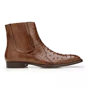 Belvedere Roger Herren Knöchel Reißverschluss Brandy echtes Straußenleder Stiefel - Bild 1 von 33