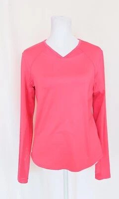 Camisa de sol SanSoleil SolTek para mujer pequeña manga larga sólida activa cuello diamante rosa Foto 1 de 4