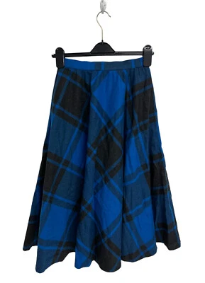 Falda de lana a cuadros azul línea A Brian David Canadá vintage para mujer talla 3 Foto 1 de 4