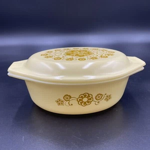 EXCELLENT Pyrex KIM CHEE Oval 1.5 Qt Casserole with Matching Lid Vintage NM - Picture 1 of 14