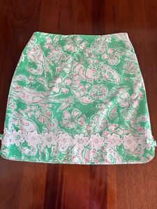 Lilly Pulitzer Corrie Skirt In Glenda Green Beach Bash 8 EUC - Picture 1 of 10