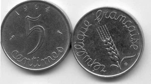 Pièce de monnaie coin money moneda FRANCE 5 Centimes EPI 1964 trés bon état - Picture 1 of 1