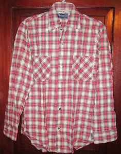 Chemise Career Club vintage S 14 14 1/2 bouton devant flanelle à carreaux douce neuve chaude - Photo 1/3